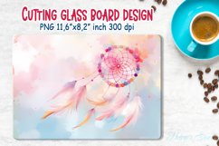 Boho dreamcatcher kitchen glass cutting board sublimation Product Image 2