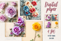 Vintage floral digital papers jpeg|Scrap booking 3d graphics Product Image 1