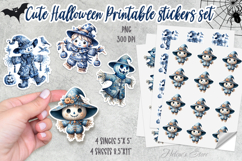 Blue Halloween Scarecrow Stickers Printable | Spooky sticker Product Image 1