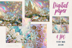 Gold rainbow pearl digital paper | Scrap booking graphics Product Image 1
