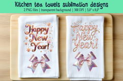Christmas Coquette bows sublimation kitchen tea towel png Product Image 1