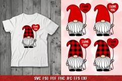 Gnome Valentine SVG,Balloon SVG,I Love You SVG,Plaid Gnomes Product Image 4