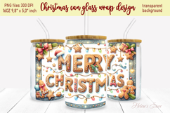 Marry Christmas gingerbread men can glass wrap 16oz png Product Image 2