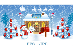 Snowman with Santa Letter Wishlist and Christmas mailbox Product Image 1