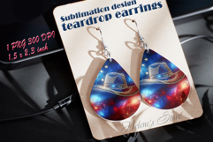 USA Patriotic star teardrop earrings sublimation design png Product Image 1