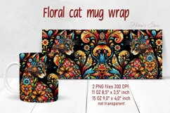 Flower cat Mug Sublimation png| Flowers cat |Art cat bouquet Product Image 1