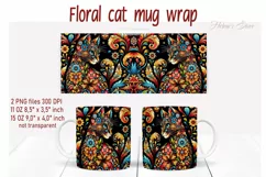 Flower cat Mug Sublimation png| Flowers cat |Art cat bouquet Product Image 2