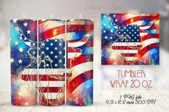 USA Fourth of July tumbler wrap 20oz |Patriotic Highland cow Product Image 1