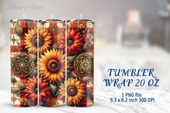 Tumbler Sublimation | 20oz Skinny Tumbler Wrap | Sunflower Product Image 1