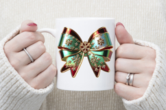 Christmas coquette bows design|Red Green bow T-shirt clipart Product Image 3