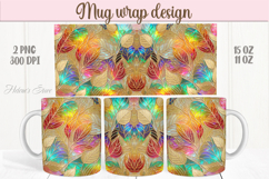 Gold colorful cute leaves fall rainbow mug wrap design png Product Image 1