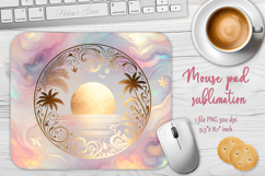 Summer beach watercolor mouse pad sublimation design png Product Image 1