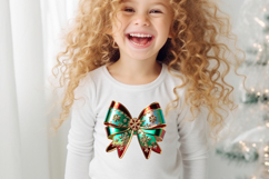 Christmas coquette bows design|Red Green bow T-shirt clipart Product Image 4