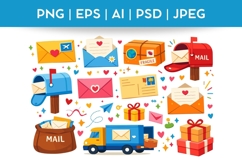 Delivery Bundle Clipart | Vector &amp; PNG Mail Illustration Product Image 1