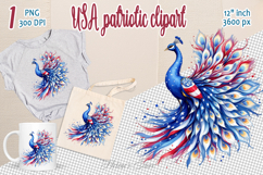 Cute peacock bird American flag colors clipart|USA Patriotic Product Image 1