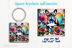 Lover Dog square keychain|Floral heart pets Keychains design Product Image 1
