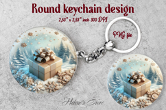 Christmas round keychain design|Christmas gift Car coaster Product Image 1