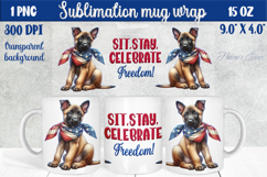 Cute American Patriotic puppy dog mug wrap sublimation 15 oz Product Image 1