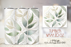 Green watercolor leaves straight tumbler 20oz wrap designs Product Image 1