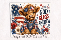 God Bless America Highland Cow 20oz Wrap PNG Product Image 3