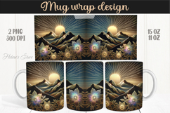Fantasy mountains iridescent design mug wrap 15oz 11oz png Product Image 1