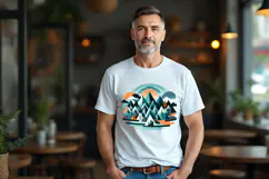 Man white t-shirt mockup JPG and PSD | Man in cafe mock ups Product Image 2