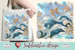 Blue ocean gold and pearl sublimation designs png | Sea life Product Image 1