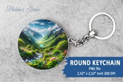 Mountain valley round keychain sublimation | Car coaster Product Image 1