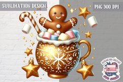 Gingerbread mans cute Christmas Sublimation PNG Coffee Cocoa Product Image 1