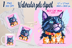 Cute cat clipart | Best cat mom ever sublimation design Product Image 1