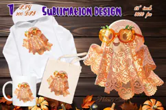 Cute Halloween clipart | Kawaii ghost sublimation design PNG Product Image 3