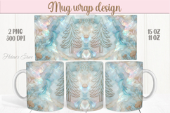 Pastel Christmas tree mug wrap png | Cute winter mug design Product Image 1
