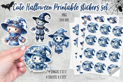 Blue Halloween Scarecrow Stickers Printable | Spooky sticker Product Image 1