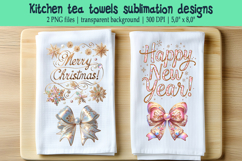 Christmas Coquette bows sublimation kitchen tea towel BUNDLE Product Image 10