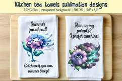 Cute Flowers and Funny quote kitchen tea towel sublimation Product Image 1