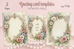 Vintage floral frame for cardmaking | Scrapbooking templates Product Image 1