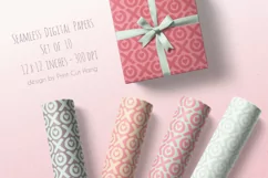 Seamless Valentine Papers Love and Xoxo 10 PNG files Product Image 1
