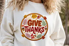 Thanksgiving day Chenille Embroidered Patch Puffy design PNG Product Image 2