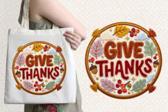 Thanksgiving day Chenille Embroidered Patch Puffy design PNG Product Image 4