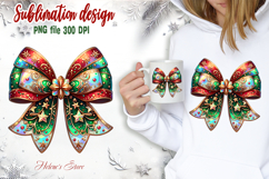 Christmas coquette bows design|Red Green bow T-shirt clipart Product Image 2