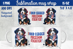 Cute American Patriotic puppy dog mug wrap sublimation 15 oz Product Image 1