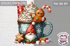 Gingerbread mans cute Christmas Sublimation PNG Coffee Cocoa Product Image 1