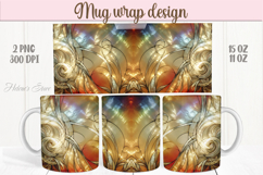 Gold colorful cute leaves fall rainbow mug wrap design png Product Image 1
