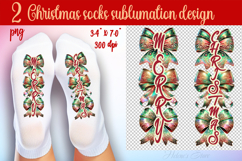 Green Merry Christmas Socks png|Sublimation Designs For Sock Product Image 1