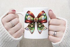 Christmas coquette bows design|Red Green bow T-shirt clipart Product Image 3