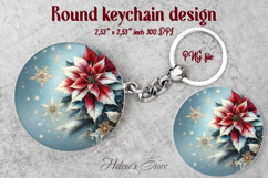 Christmas round keychain design|Christmas flower Car coaster Product Image 1