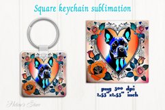 Lover Dog square keychain|Floral heart pets Keychains design Product Image 1