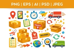 Delivery Bundle Clipart | Vector &amp; PNG Illustration Product Image 1