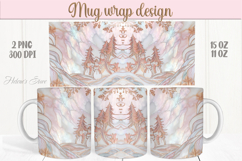 Pastel Christmas tree mug wrap png | Cute winter mug design Product Image 1