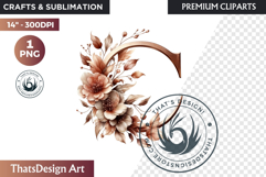 Floral Alphabet wedding Clipart Rose Gold flower letter Product Image 1